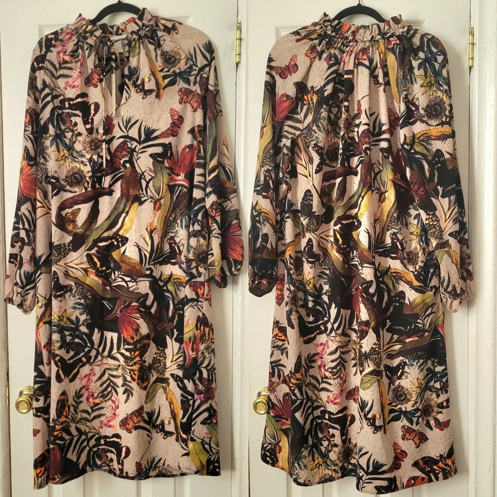 h&m midi butterfly dress sz 8